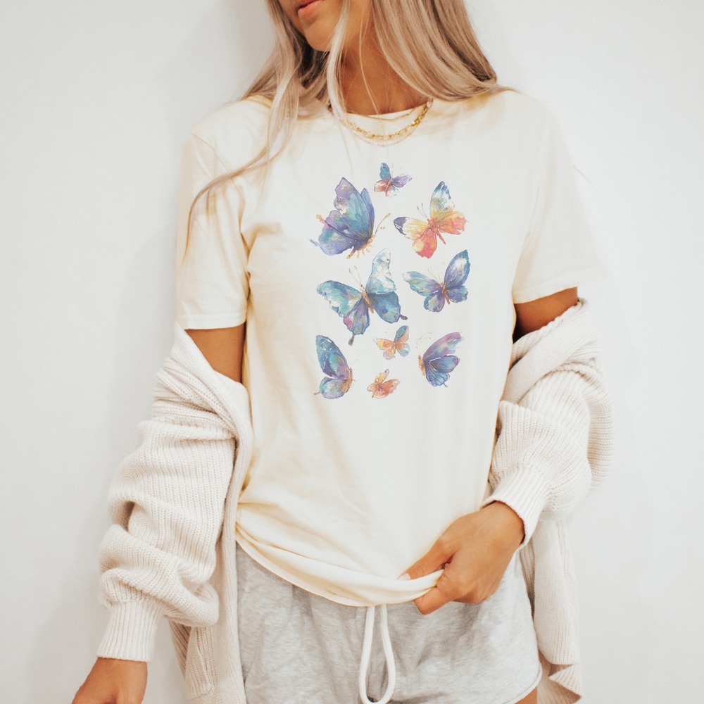 Watercolor Butterfly Shirt Delicate Insect Art